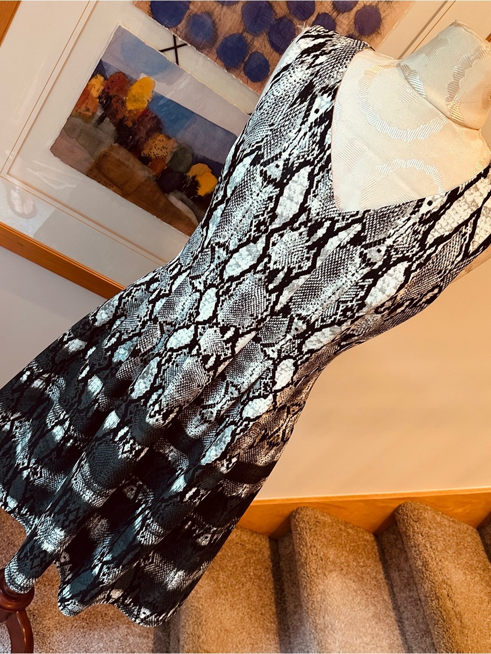 Vince Camuto Fit Flare Snake Print Dress